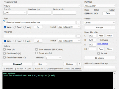 Upload Hex files with AVRdudess GUI Graphical User Interface