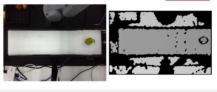 Color streaming video on the left, depth video on the right