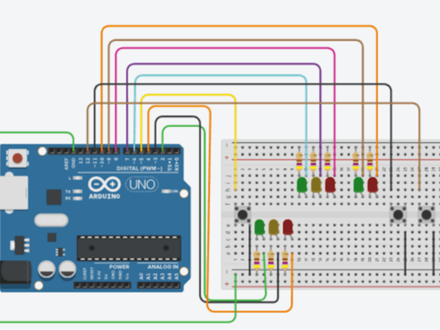 Semáforo con cruce peatonal: Simulación y diseño con Arduino