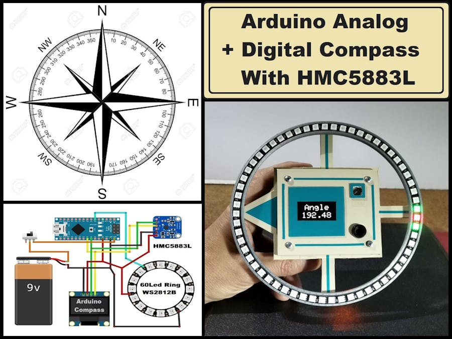 Arduino Analog + Digital Compass with HMC5883L sensor