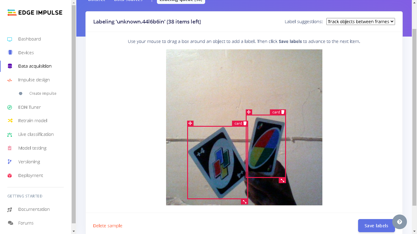 Labelling the dataset images