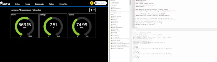 Reuslt from adafruit IO and Thonny