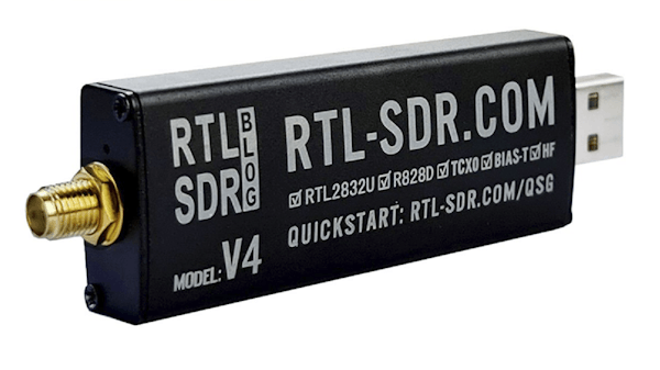 RTL-SDR dongle prototype with the relevant integrated components
