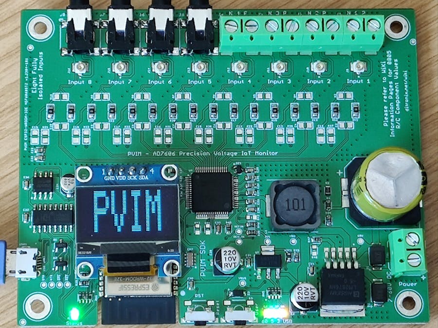 PVIM ESP32 AD7606 Precision Voltage IoT Monitor SDK Board