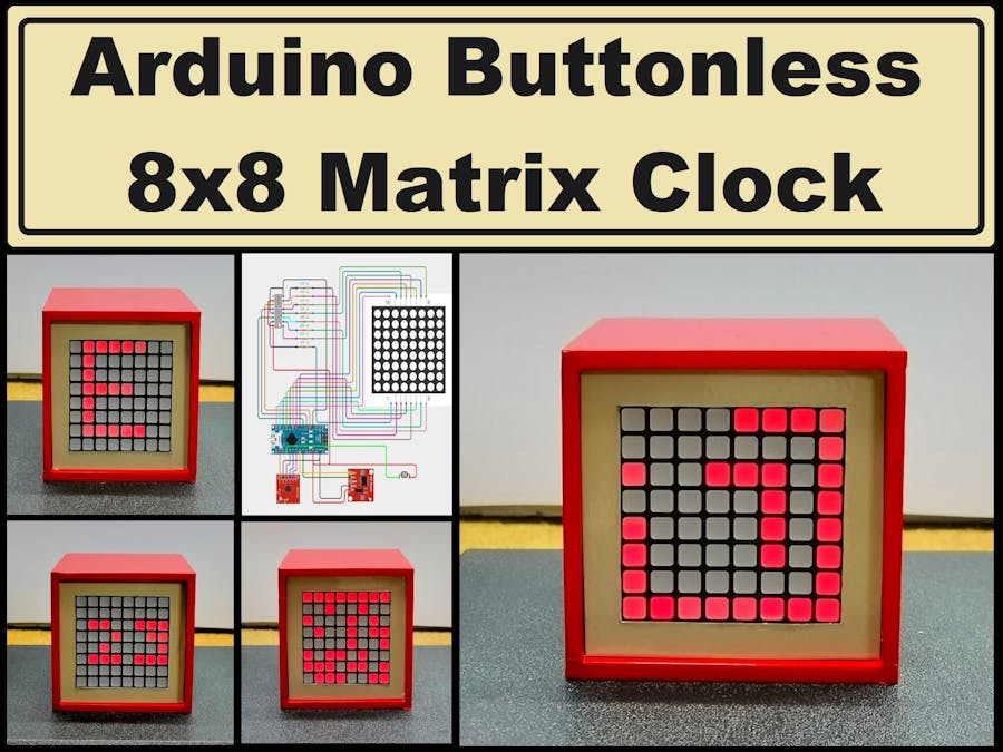 Arduino Buttonless LED Matrix Clock with ADXL335 sensor