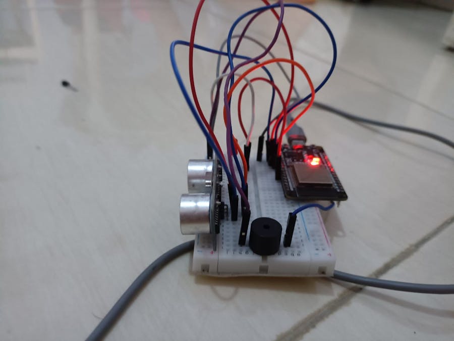 (HC-SR04) sensor with buzzer and LED integrated telegram