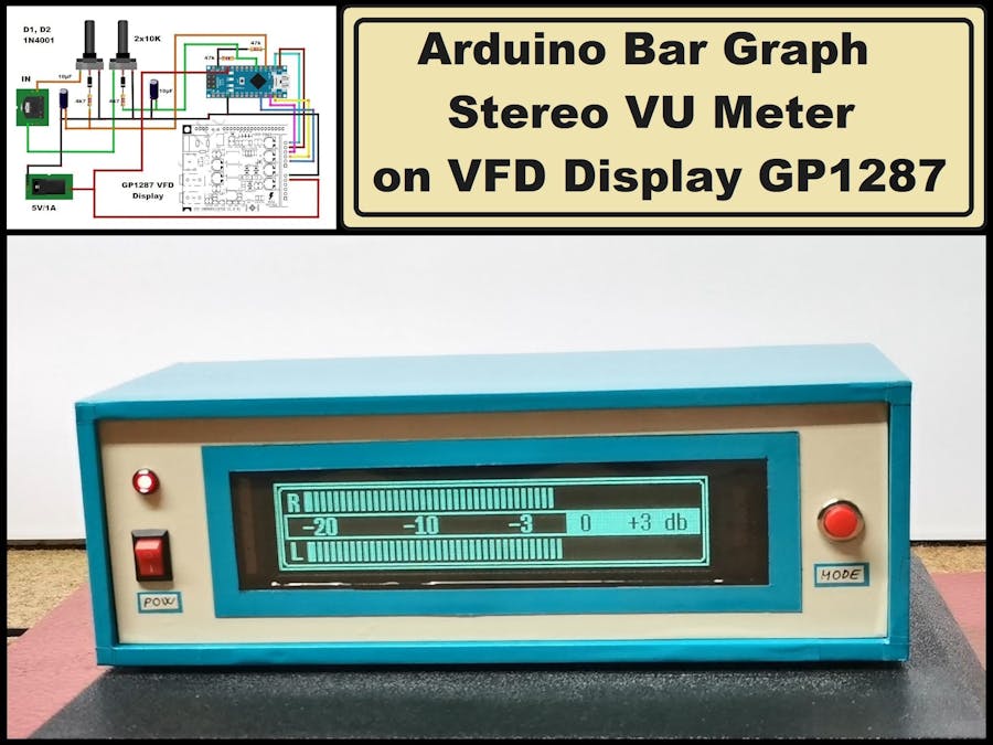 Arduino Bar graph Stereo VU meter on VFD display GP1287