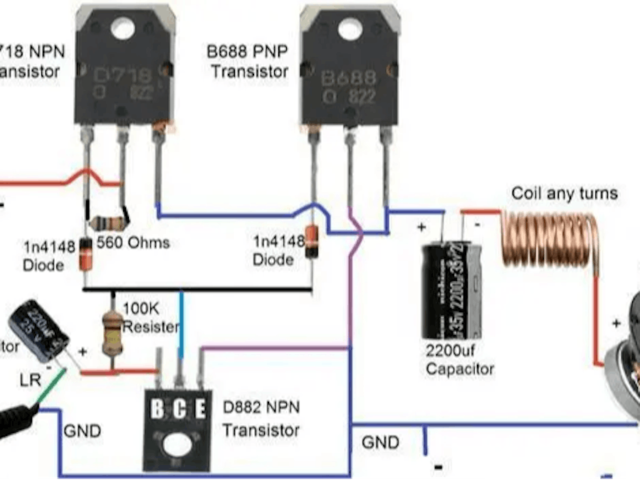 Use D718 B688 to make a first-stage push power amp