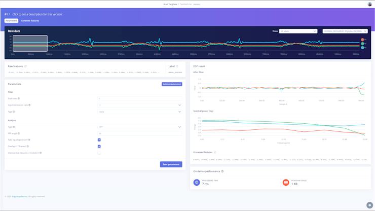 Various parameters for feature extraction