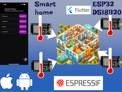 ESP32 DS18B20 thermometers mesh with Android and iPhone apps