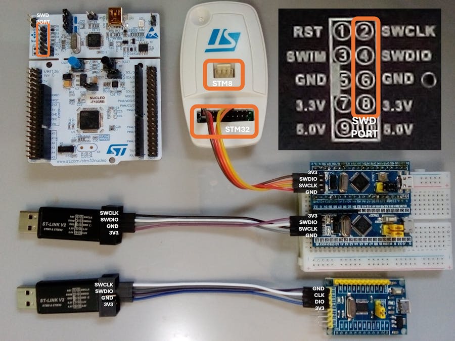 Program STM32 ARM Cortex with ST-Link SWD Interface