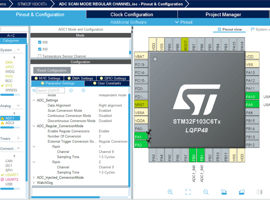 Advanced Analog-to-Digital Conversion : STM32 ADC Scan Mode