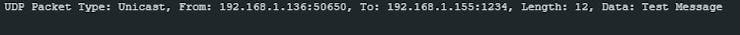 Serial monitor output when It has received the UDP message