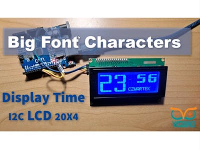 Big Font Characters Display Time on LCD 20X4 Using Visuino