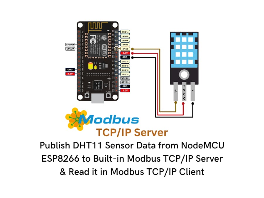 Publish DHT11 Sensor Data from NodeMCU to Modbus TCP Server