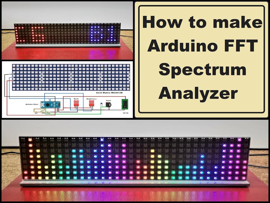 Arduino FFT Audio Spectrum analyzer on 8x32 color matrix WS2