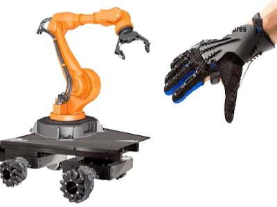 Gesture controlled robotic arm with omnidirectional base
