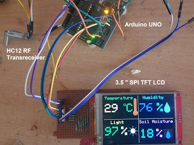 Wireless remote data monitoring on TFT LCD using arduino