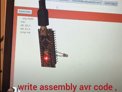 Arduino avr asm assembly led on in browser costycnc