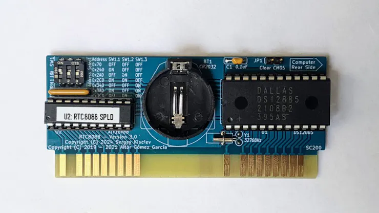 The Open-Hardware RTC8088 Adds a Battery-Backed Real-Time Clock to