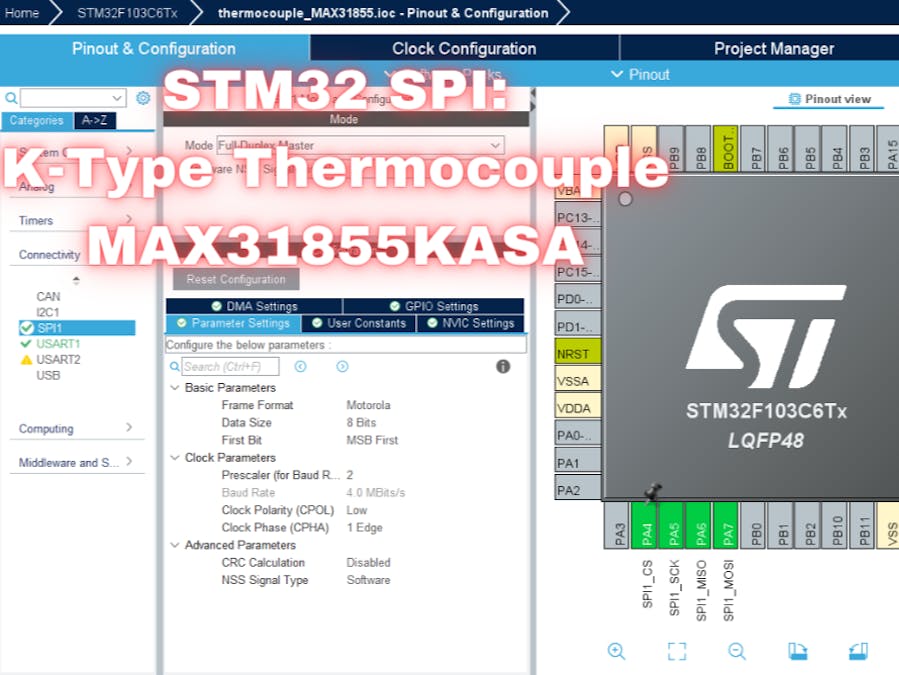 STM32 and MAX31855 Type K Thermocouple Interface