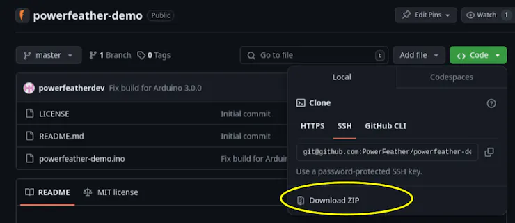 Demo source code as a ZIP file from GitHub