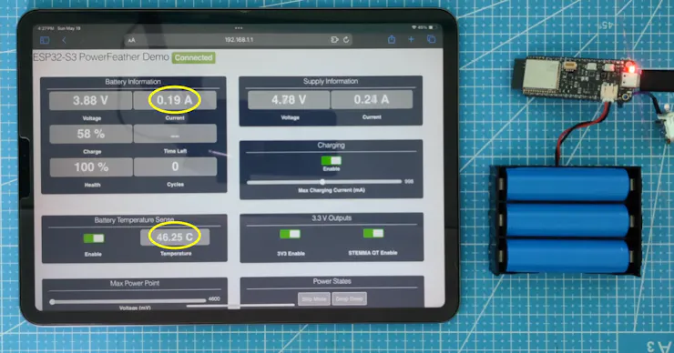 Charging current from 40 C - 50 C: ~ 200 mA