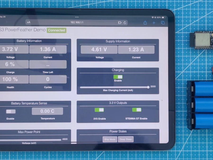 ESP32-S3 PowerFeather Power Management & Monitoring