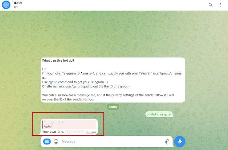 Get your Telegram chat ID