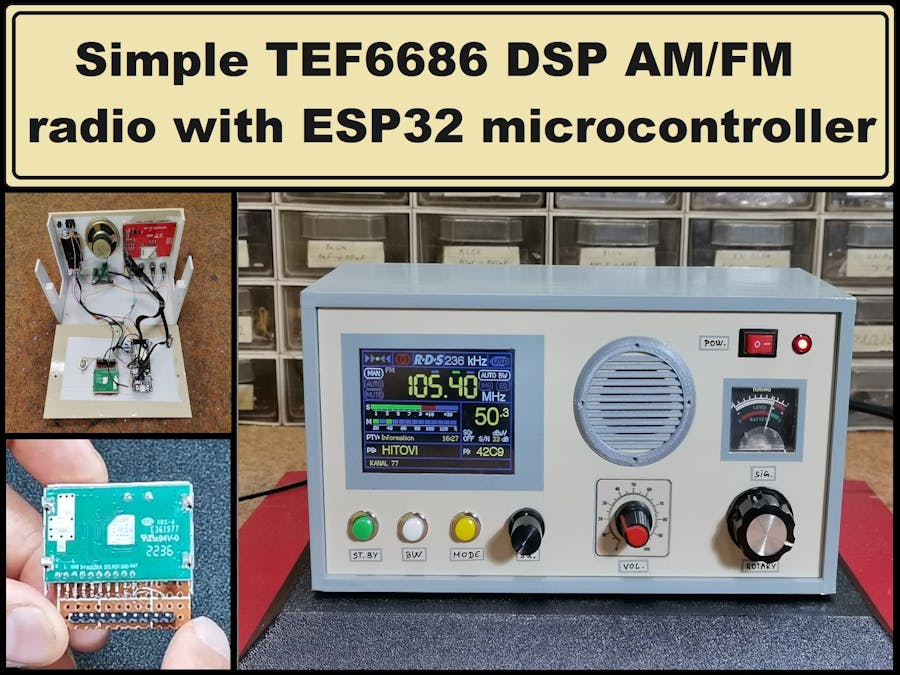 Simple TEF6686 DSP AM FM tuner with ESP32 microcontroller