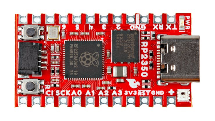 SparkFun's Pro Micro RP2350 is now Linux-capable, after a fashion, thanks to the chip's Hazard3 RISC-V cores. (📷: SparkFun)