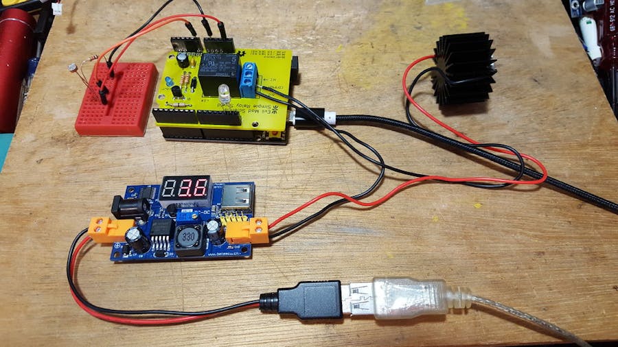 Photosensitive (LDR) and Relay Shield with Visuino