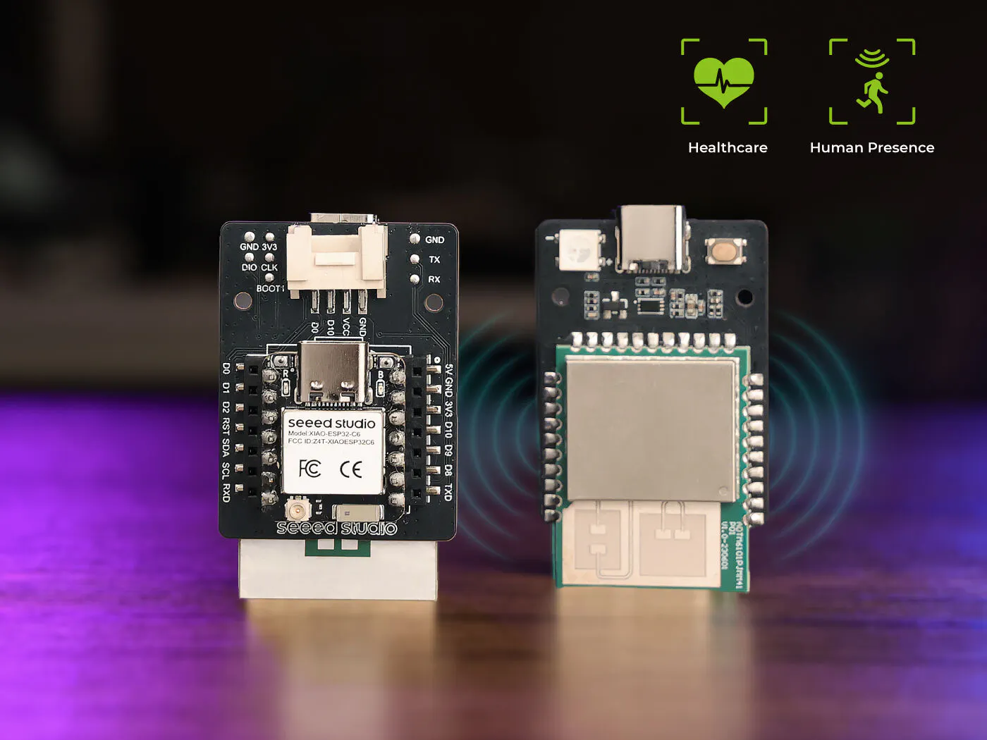 MR60BHA2 60GHz mmWave Breathing and Heartbeat Detection Sensor Kit with XIAO ESP32C6