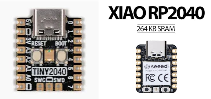 Pimoroni-Tiny2040(Left)                              Seeed Studio- XIAO RP2040(Right) 