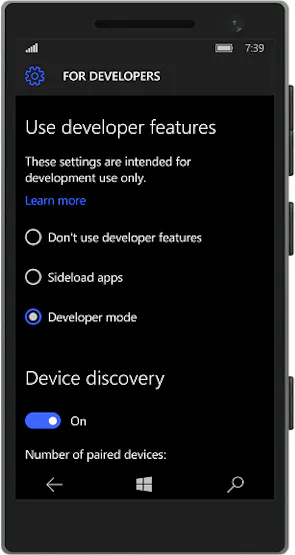 Developer Mode Windows 10