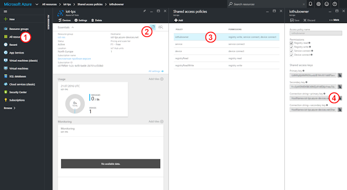 Azure Portal: Setting up your IoT Hub