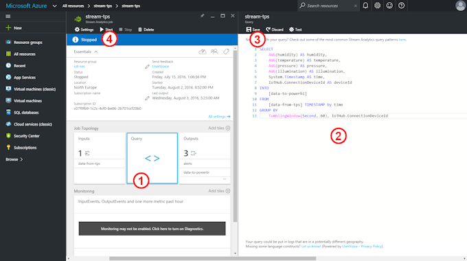 Azure Stream Analytics:  Writing the Query