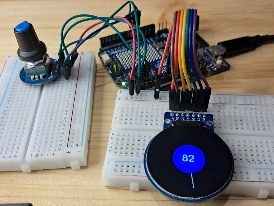 Simple Volume Indicator - GC9A01 Display Using Visuino