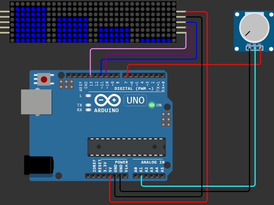 Audio Spectrum in a LED matrix - Wokwi