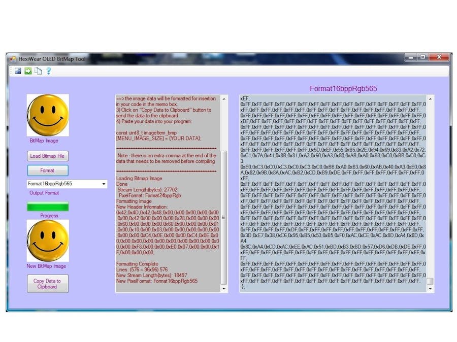 HexiWear OLED Bitmap Tool
