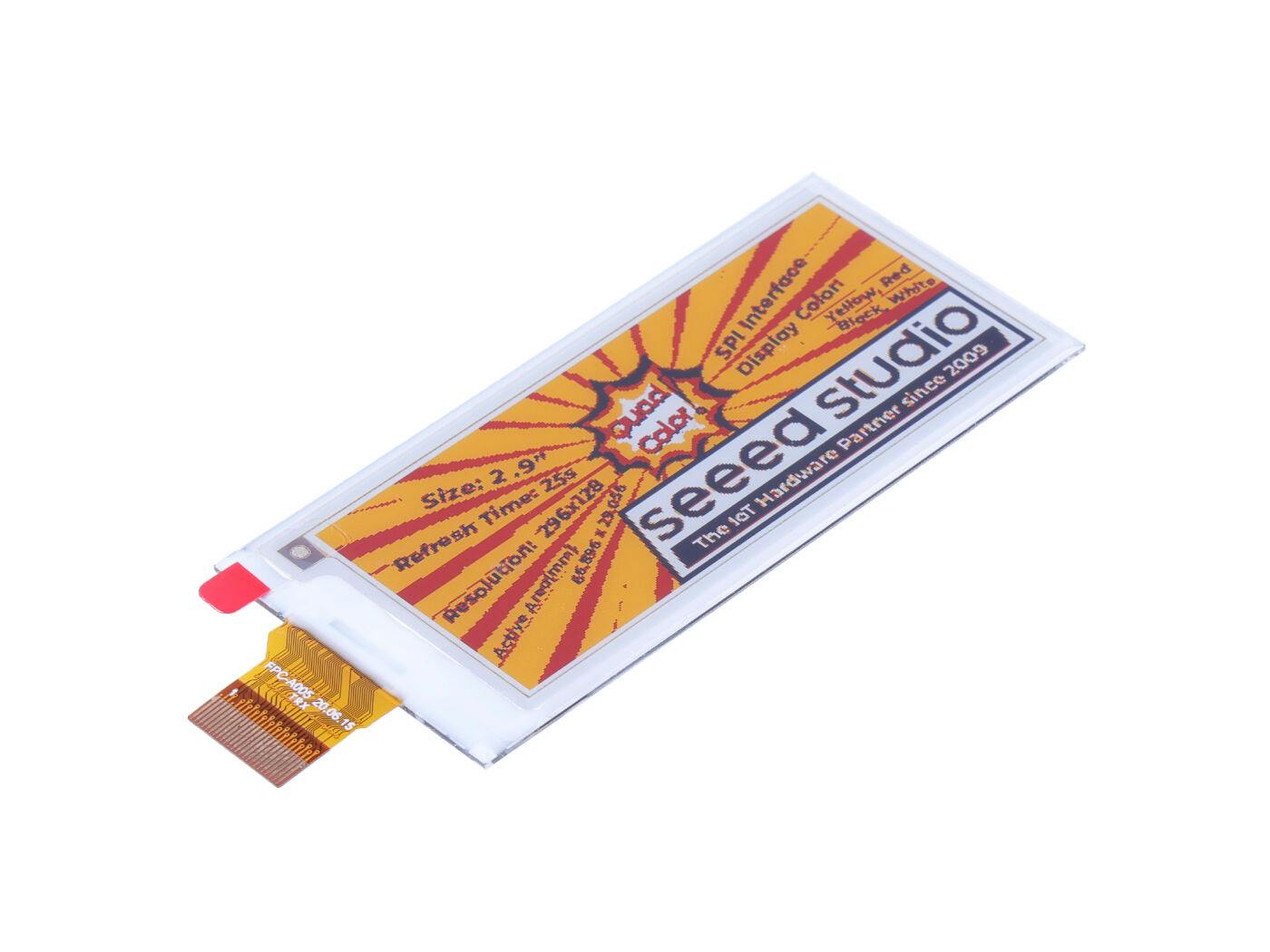 2.9" 4-Color ePaper Display, 128x296 Pixels