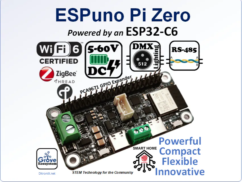 ESPuno Pi Zero WiFi BT Zigbee Thread 60V - Hackster.io
