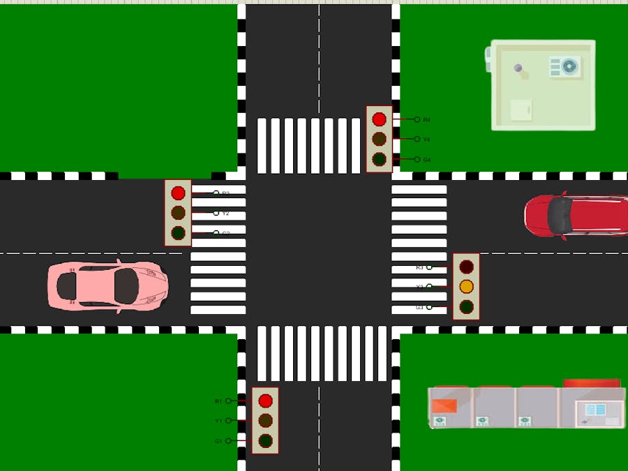 A Four Way Intersection Traffic Light Using STM32