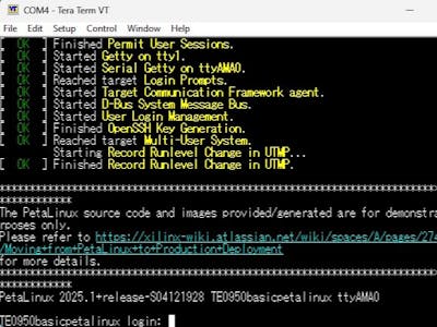 04 Minimal Linux System from AMD Petalinux on TE0950 Board