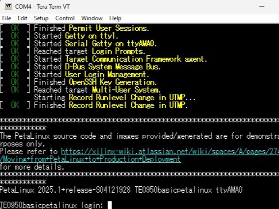 04 Minimal Linux System from AMD Petalinux on TE0950 Board