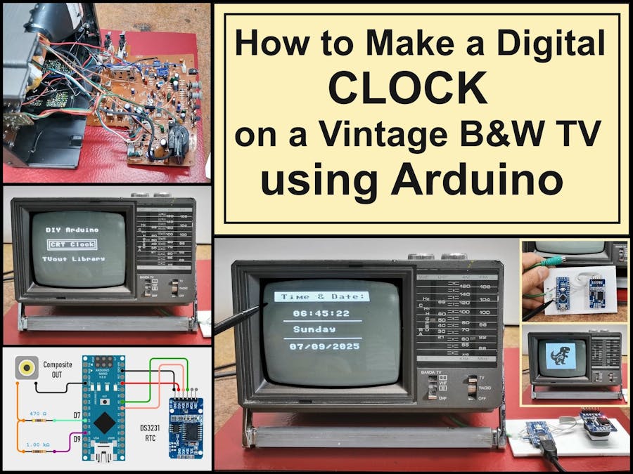 How to Make a Digital Clock on a Vintage B&W TV