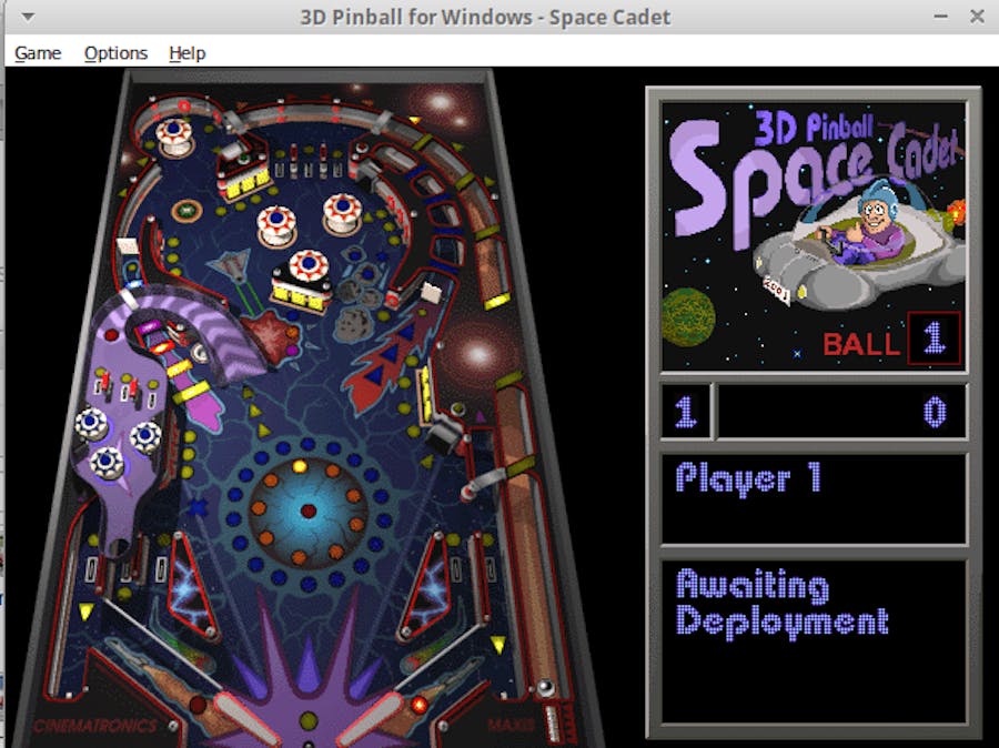 3D Pinball Space Cadet Windows 95 running on Linux with Wine
