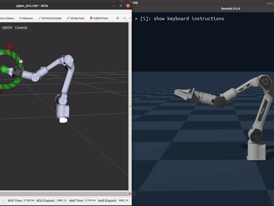 PIPER single-arm simulation and control on Genesis