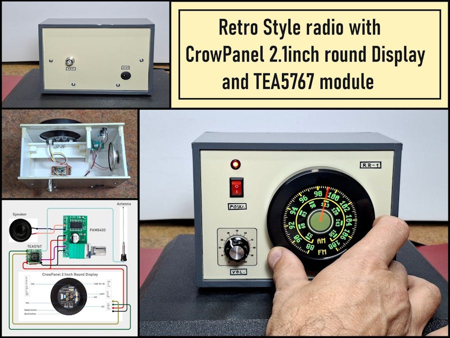 Retro Style radio with CrowPanel 2.1inch round Display