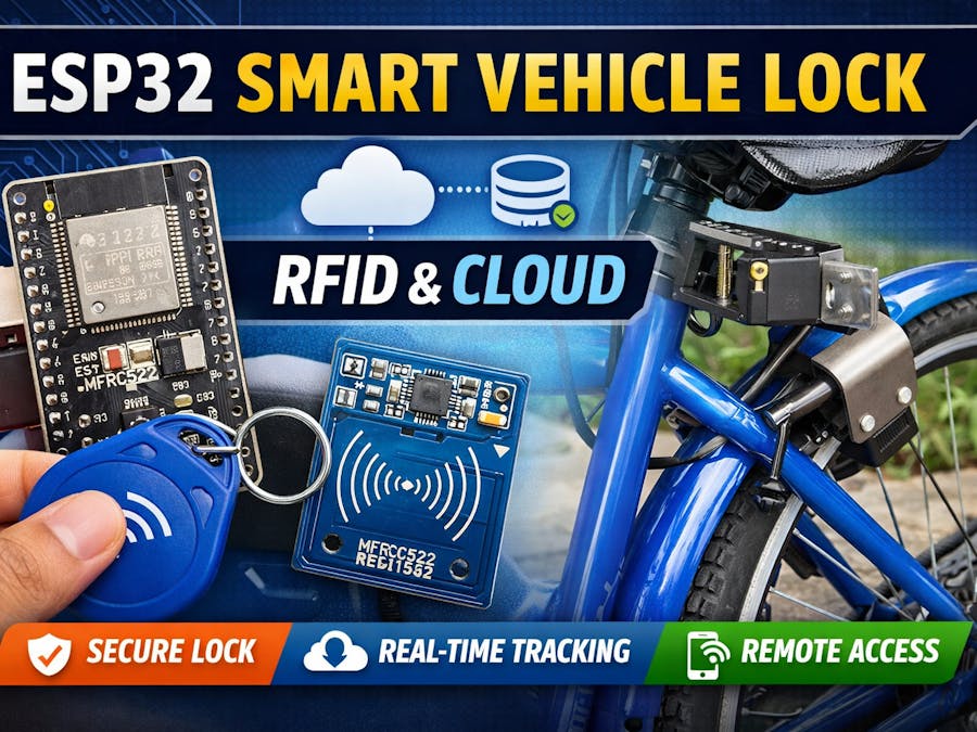 ESP32 Smart Vehicle / Cycle Locking System using RFID + Clou